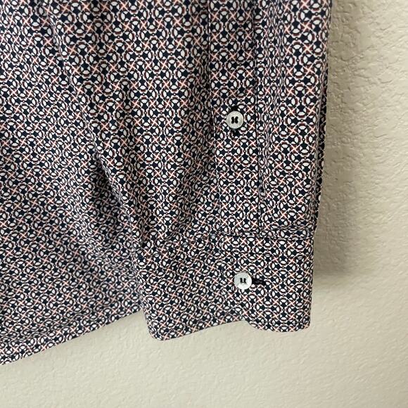 Gucci Dress Shirt Mens 41 16 White Blue Geometric Print Fitted Cotton Preppy - Picture 9 of 15